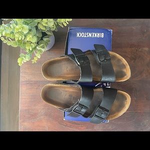 Black Birkenstock soft footbed.